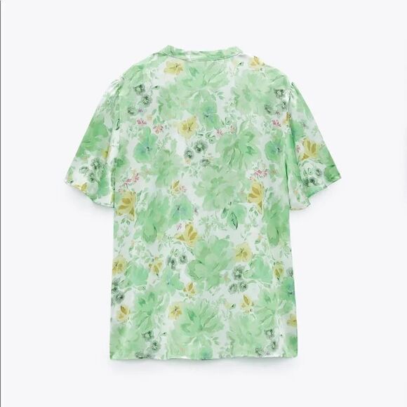 ZARA RUFFLED FLORAL PRINT BLOUSE - Picture 5 of 7